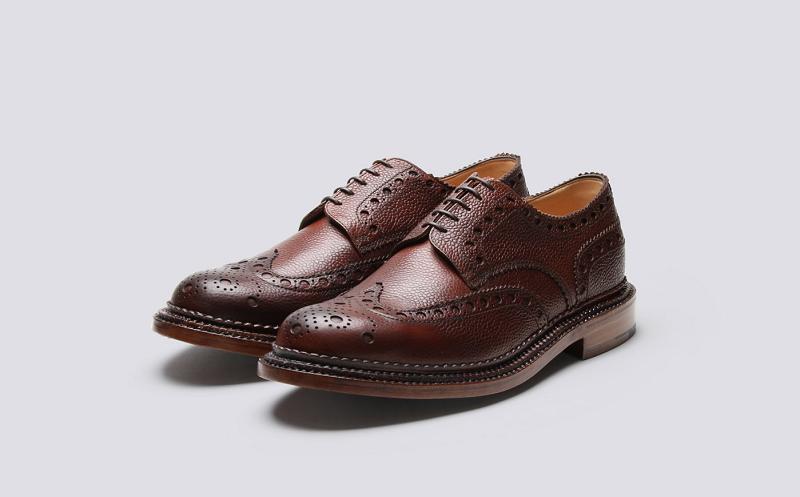 Grenson Archie Mens Gibson Brogue - Brown Calf Grain Leather with a Triple Welt Leather Sole KP0291